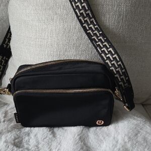 lululemon athletica Black Crossbody Bag with Gold Accents
